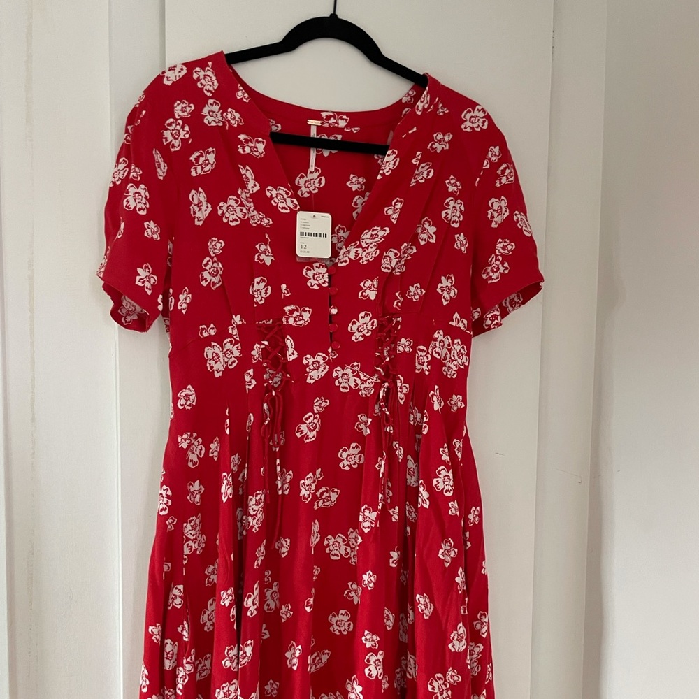 Free People red floral mini summer dress